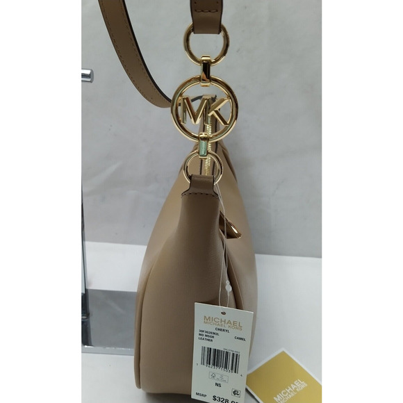 Michael Kors Cheryl Camel Tan Leather Zipper Messenger Crossbody Bag - NWT $328 - Picture 15 of 16